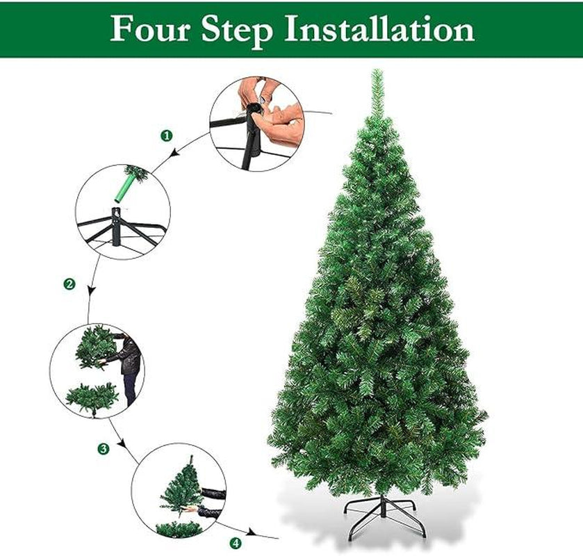 6/7.5Ft Simple Realistic Green Christmas Tree, PVC Pine, Lightweight for Home and Easy to Assemble,Christmas Holidy Decor Ornaments Decoration Supplies