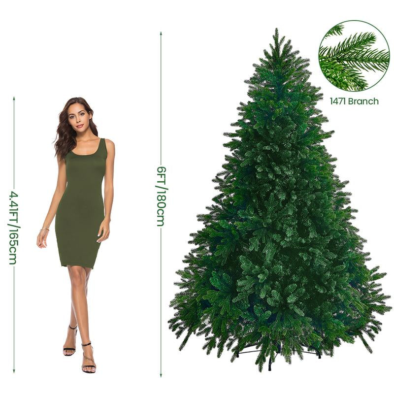 6/7.5Ft Simple Realistic Green Christmas Tree, PVC Pine, Lightweight for Home and Easy to Assemble,Christmas Holidy Decor Ornaments Decoration Supplies